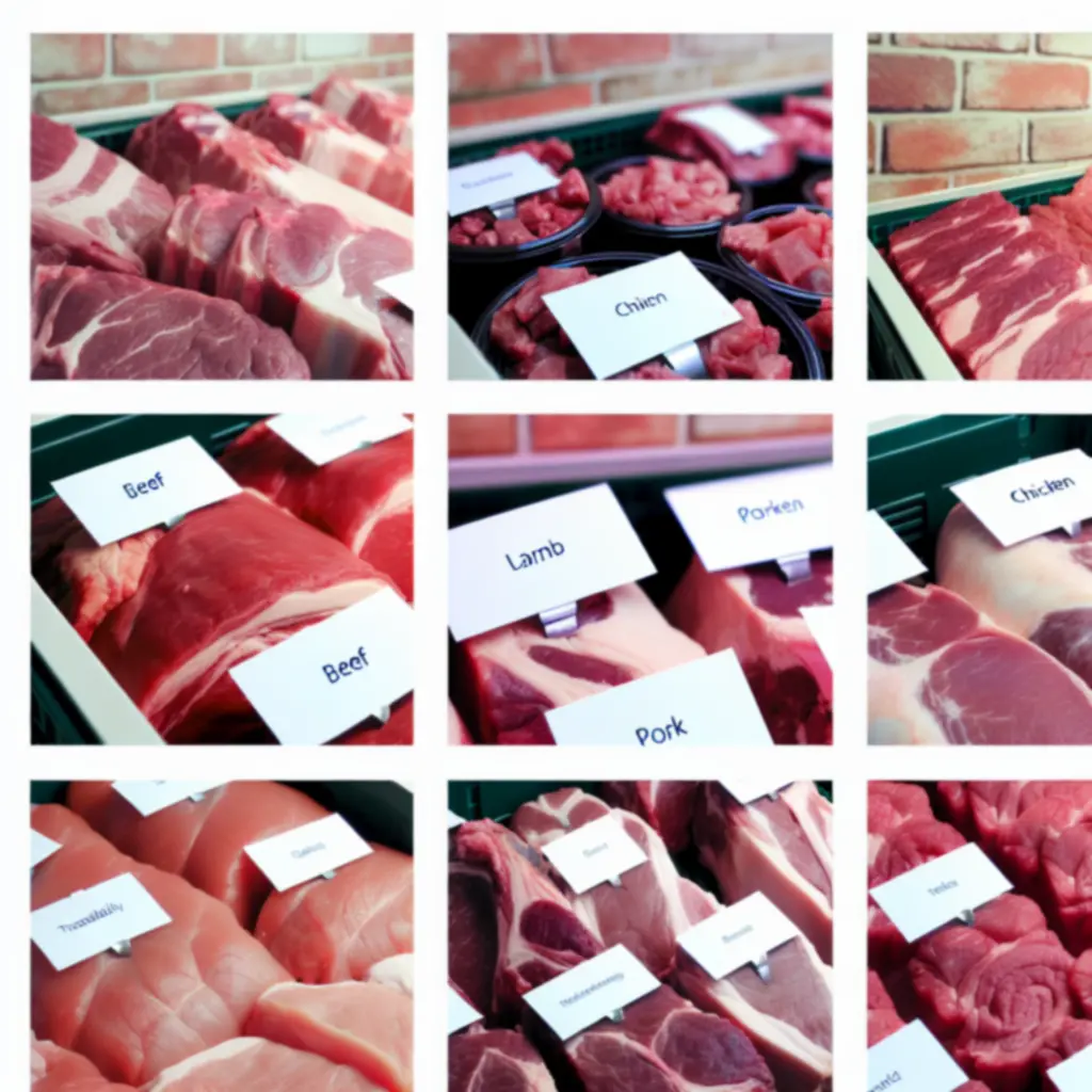 Assorted fresh Scottish beef, lamb, pork and poultry cuts displayed on a chilled counter.