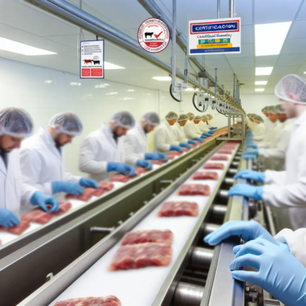 Quality control checks on a modern meat processing line